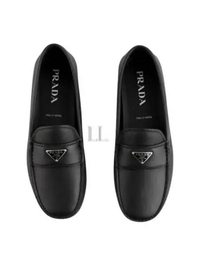 Triangle Logo Leather Driving Shoes Black - PRADA - BALAAN 2