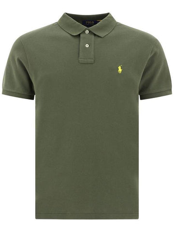 Embroidered Logo Slim Fit Polo Shirt Forest Green - POLO RALPH LAUREN - BALAAN.