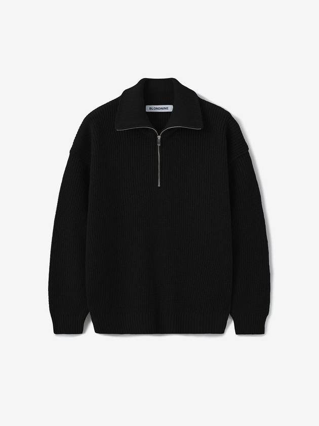 Half zip-up rib knit topblack - BLONDNINE - BALAAN 1