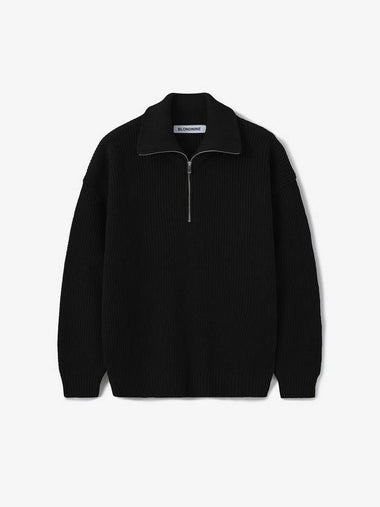 Half zip-up rib knit topblack - BLONDNINE - BALAAN 1