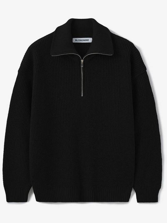 Half zip-up rib knit topblack - BLONDNINE - BALAAN 1