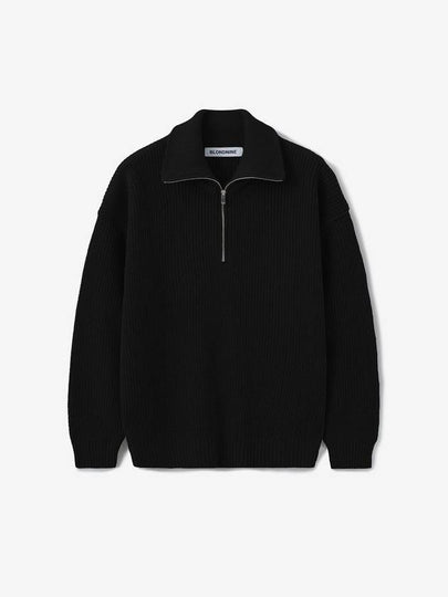 Half zip-up rib knit topblack - BLONDNINE - BALAAN 2