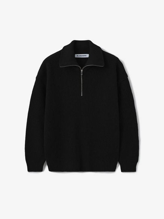 Half zip-up rib knit topblack - BLONDNINE - BALAAN 2