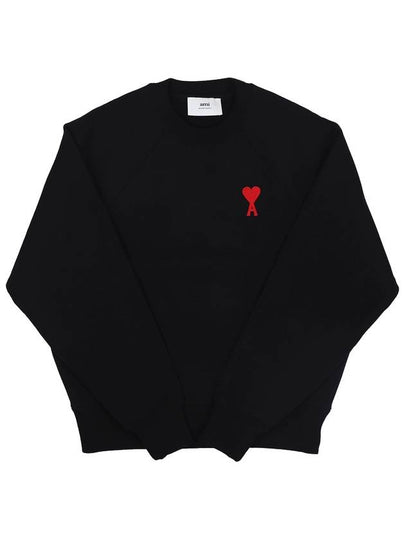 Men's Heart Logo Cotton Sweatshirt Black - AMI - BALAAN 2