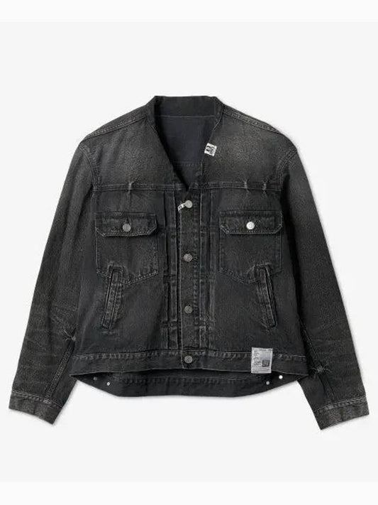 J10BL021 BLACK No-collar denim jacket - MIHARA YASUHIRO - BALAAN 1