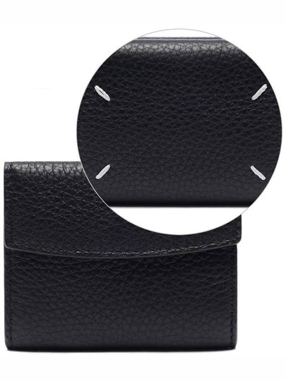 Trifold Stitched Leather Half Wallet Black - MAISON MARGIELA - BALAAN 2