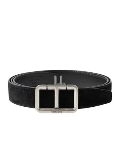 T-Buckle Suede Belt Black - TOM FORD - BALAAN 2