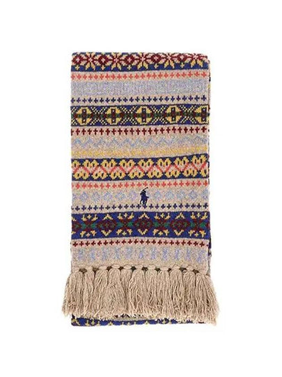 Pony Fair Isle Fringe Muffler Oatmeal - POLO RALPH LAUREN - BALAAN 2