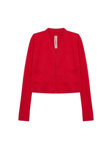 WOMEN Cropped Open Knit Cardigan Red - RICK OWENS - BALAAN 1