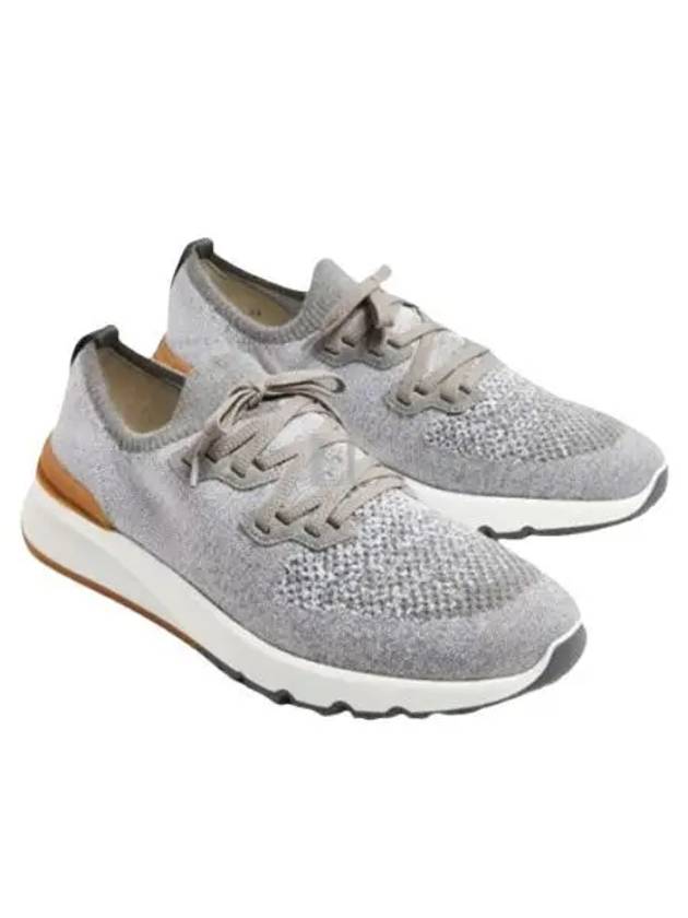 Stretch Knit Low Top Sneakers Grey - BRUNELLO CUCINELLI - BALAAN 2