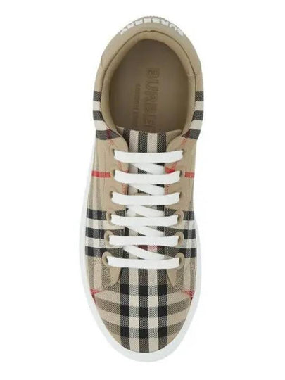 Vintage Check and Leather Sneakers Archive Beige - BURBERRY - BALAAN 2