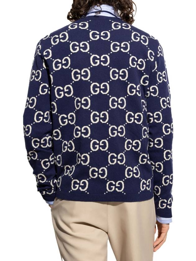 GG Wool Jacquard Knit Top Blue - GUCCI - BALAAN 4