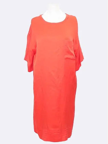 Red color 100 silk women s pocket long tee - LANVIN - BALAAN 1