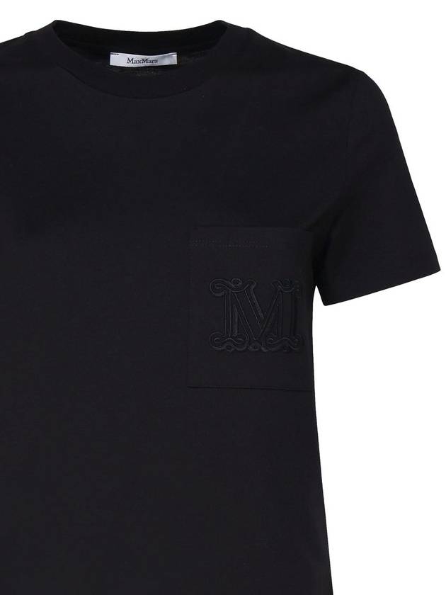 Embroidered Logo Crewneck Short Sleeve T-Shirt Black - MAX MARA - BALAAN 4