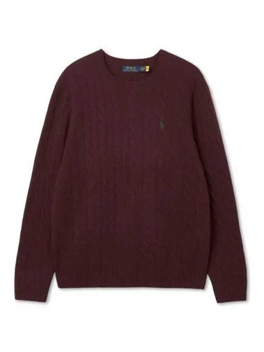 Cable knit wool cashmere sweater dark red - POLO RALPH LAUREN - BALAAN 1