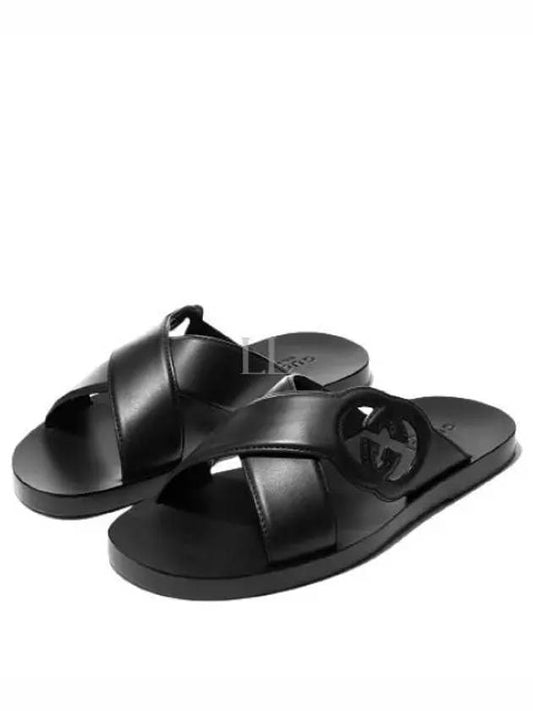 Interlocking G Slide Sandals Black - GUCCI - BALAAN 2