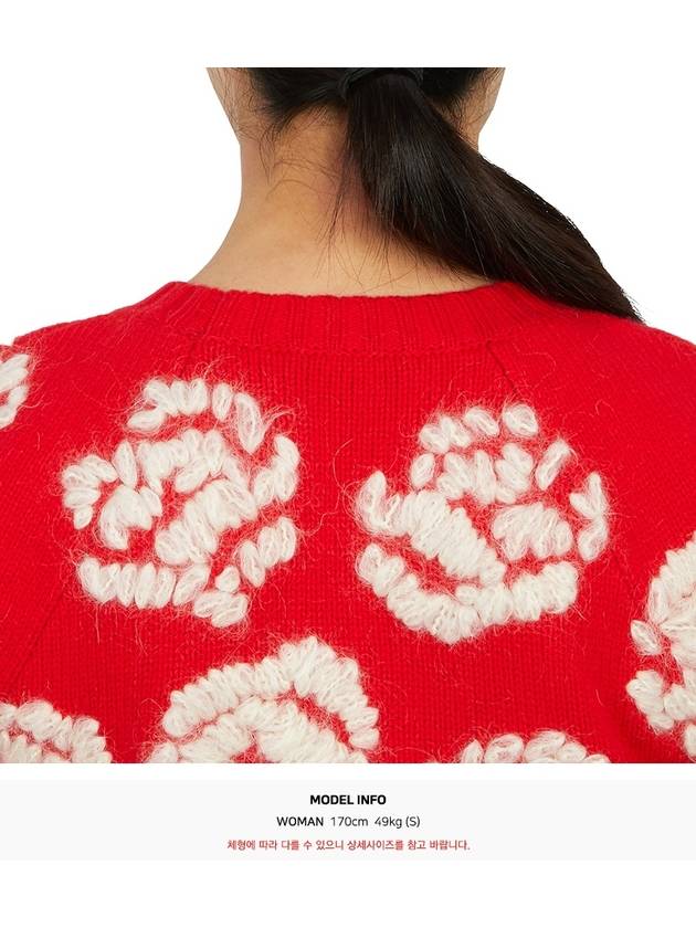 Rose Embroidered Sweater Knit Top Red - TORY BURCH - BALAAN 8