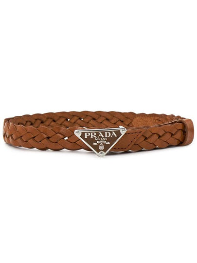 Woven Leather Belt Cognac - PRADA - BALAAN 2