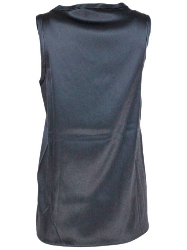 Silk Satin V-neck Sleeveless Gray - BRUNELLO CUCINELLI - BALAAN 3