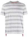 Men's Striped Midweight Jersey Short Sleeve T-Shirt Grey - THOM BROWNE - BALAAN 1