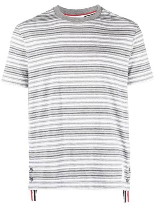 Men's Striped Midweight Jersey Short Sleeve T-Shirt Grey - THOM BROWNE - BALAAN 1