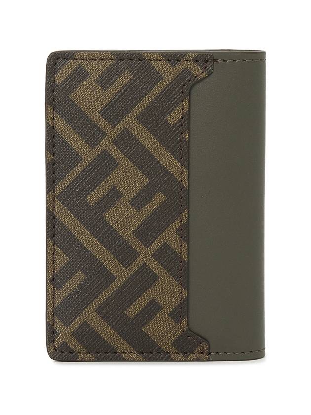 FF Squared Leather Card Holder Green - FENDI - BALAAN 3