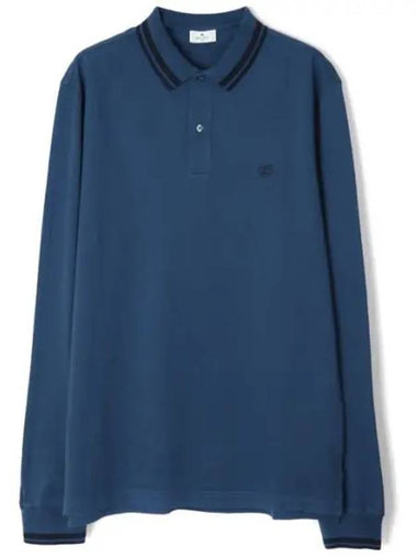 Pegaso Long Sleeve Polo Shirt Blue - ETRO - BALAAN 1