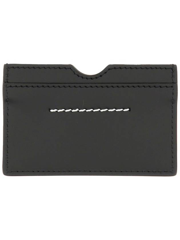 Embossed Logo Leather Card Wallet Black - MAISON MARGIELA - BALAAN 3