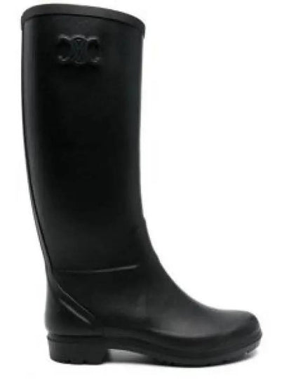 Logo Patch Natural Rubber High Rain Boots Black - CELINE - BALAAN 2