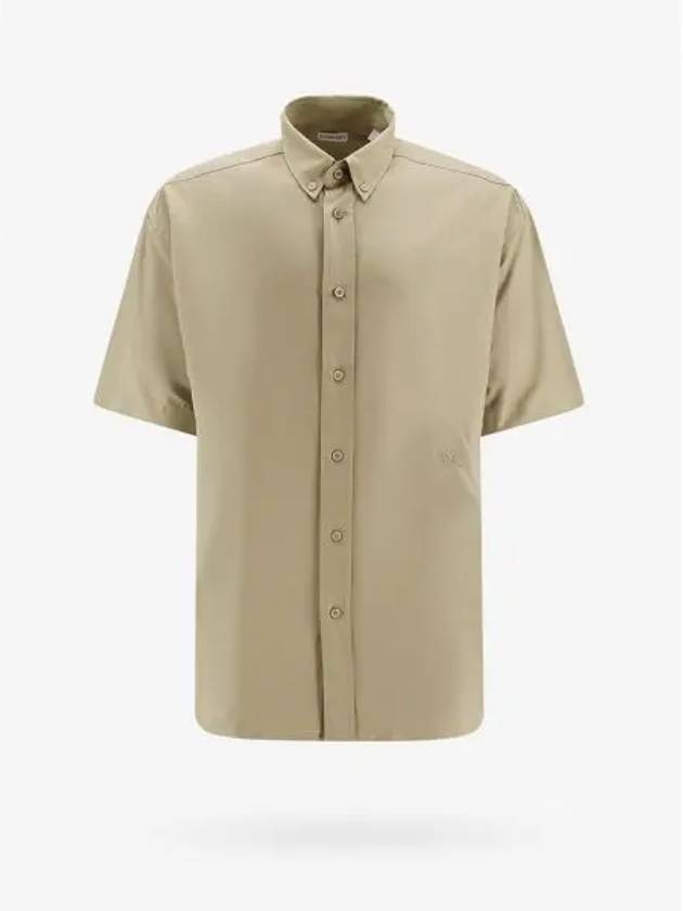 Cotton Oxford Short Sleeve Shirt Green - BURBERRY - BALAAN 2