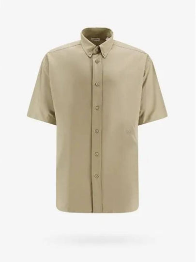 Cotton Oxford Short Sleeve Shirt Green - BURBERRY - BALAAN 2