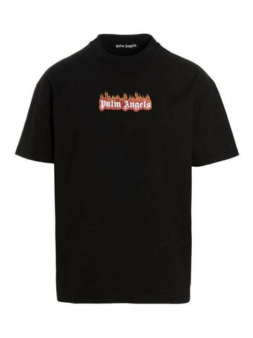 Palm Angels Short Sleeve T Shirt PMAA072F22JER0041001 Black - PALM ANGELS - BALAAN 1