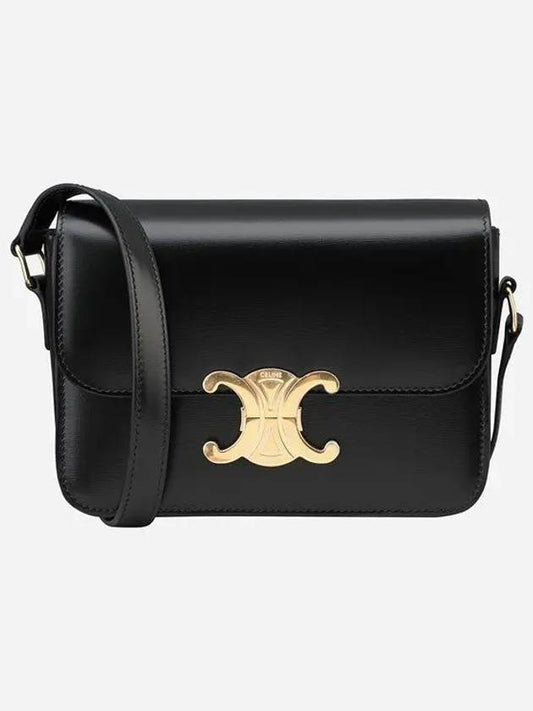 Teen Triomphe Shiny Calfskin Cross Bag Black - CELINE - BALAAN 2