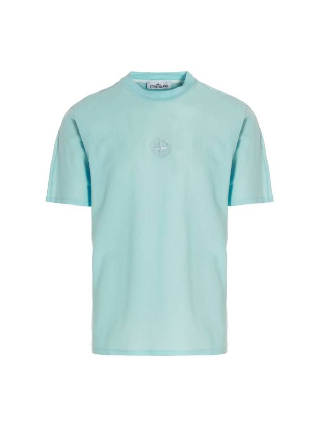 Compass Motif Cotton Short Sleeve T-Shirt Light Blue - STONE ISLAND - BALAAN 1