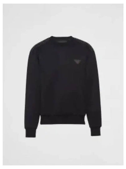 Triangle Logo Stud Technical Sweatshirt Black - PRADA - BALAAN 2