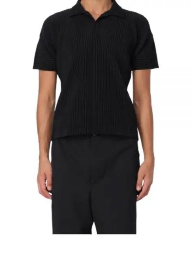 Basics Pleated Polo Shirt Black - ISSEY MIYAKE - BALAAN 2