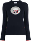 Hector Bow Virgin Wool Knit Top Navy - THOM BROWNE - BALAAN 1