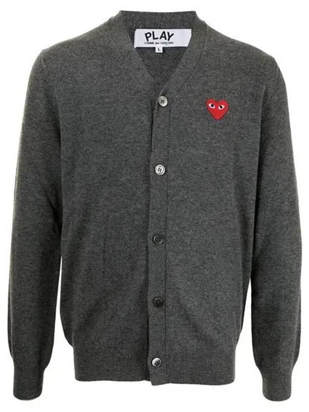 Heart Waffen V-Neck Cardigan Dark Grey - COMME DES GARCONS - BALAAN 2