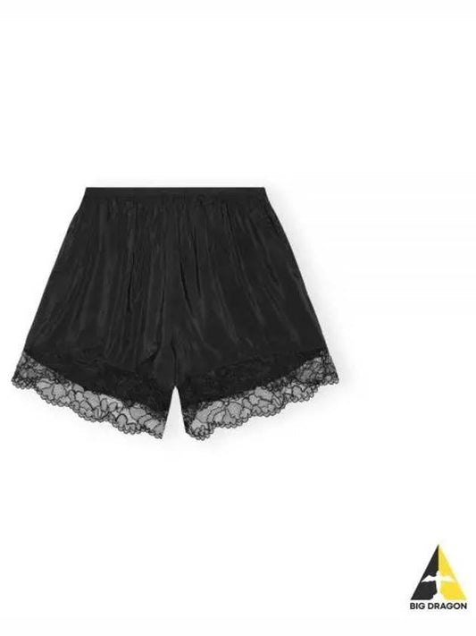 Viscose Harbotal Elasticated Shorts Black - GANNI - BALAAN 2