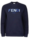 Embroidered logo brushed sweatshirt navy women JUH040 AG18 - FENDI - BALAAN 1