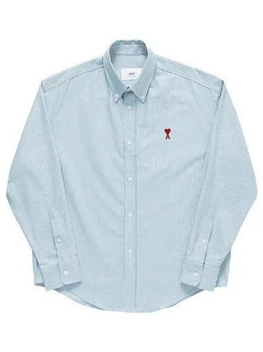 USH130 CO0021 475 De Coeur Small Heart Logo Oxford Shirt 1136804 - AMI - BALAAN 1