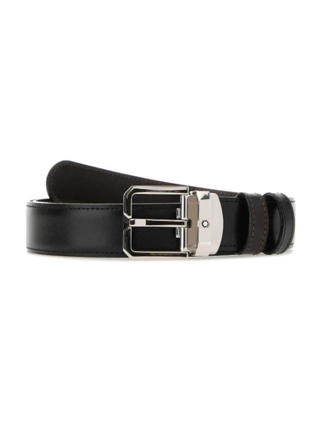 24FW Leather Belt 132873 000 Black - MONTBLANC - BALAAN 2