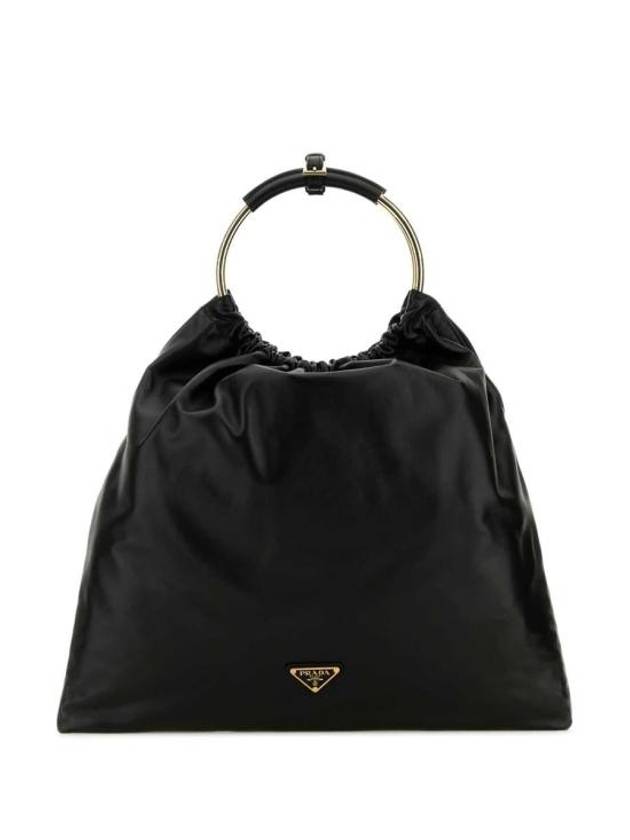 Logo Nappa Leather Tote Bag Black - PRADA - BALAAN 1