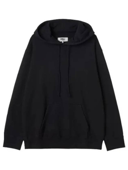 MM6 cotton hooded black t shirt hoodie - MAISON MARGIELA - BALAAN 1