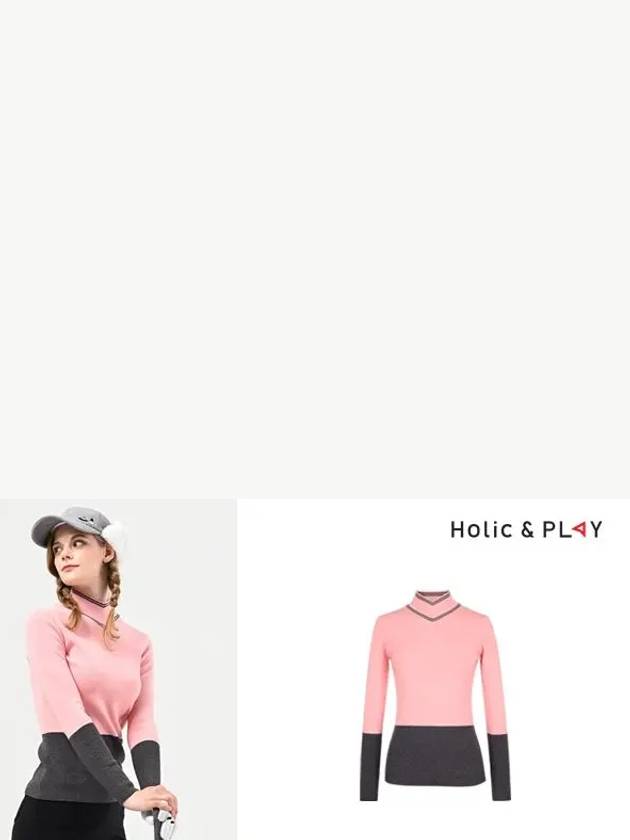 V-collar block sweater-HB4WSW001CR - HOLIC&PLAY - BALAAN 6