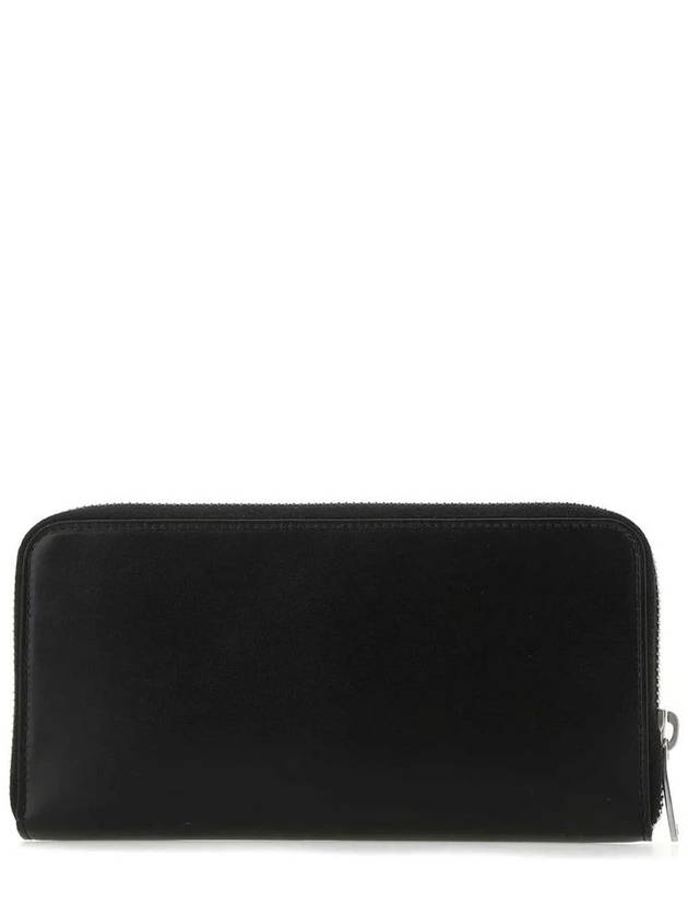 Monogram Silver Logo Zip Around Long Wallet Black - SAINT LAURENT - BALAAN 3