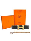 H Buckle Reversible 32mm Leather Black - HERMES - BALAAN 3