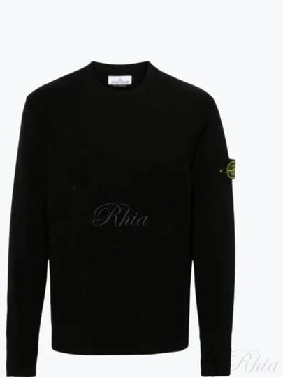 Compass Badge Crewneck Virgin Wool Knit Top Black - STONE ISLAND - BALAAN 2