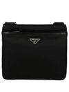 Triangle Logo Re-nylon Saffiano Leather Cross Bag Black - PRADA - BALAAN 2