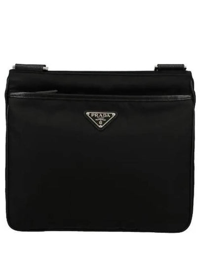 Triangle Logo Re-nylon Saffiano Leather Cross Bag Black - PRADA - BALAAN 2